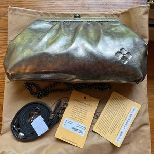 NWT Patricia Nash EALING Platinum Metallic Leather Handbag CrossbodY